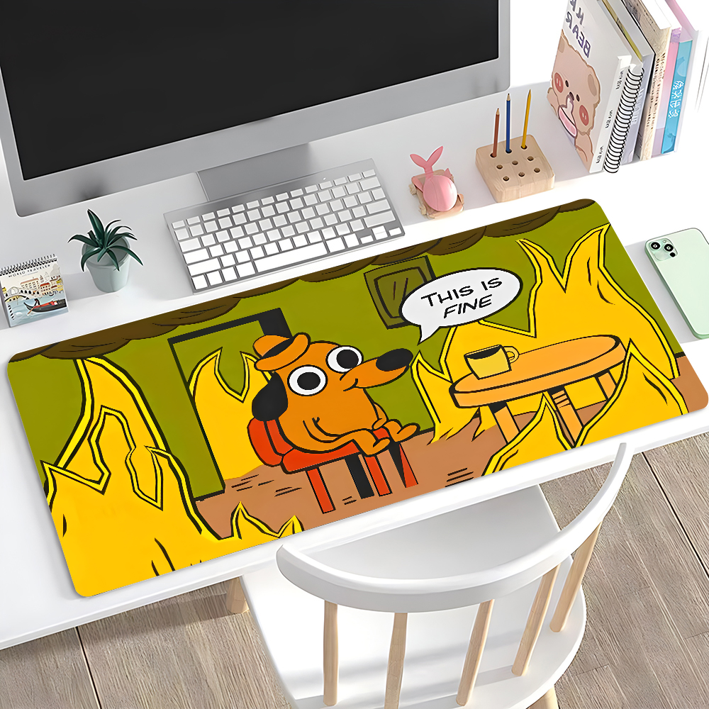 Desk Setup Rug - This Is Fine Dog Dachshund Mousepad