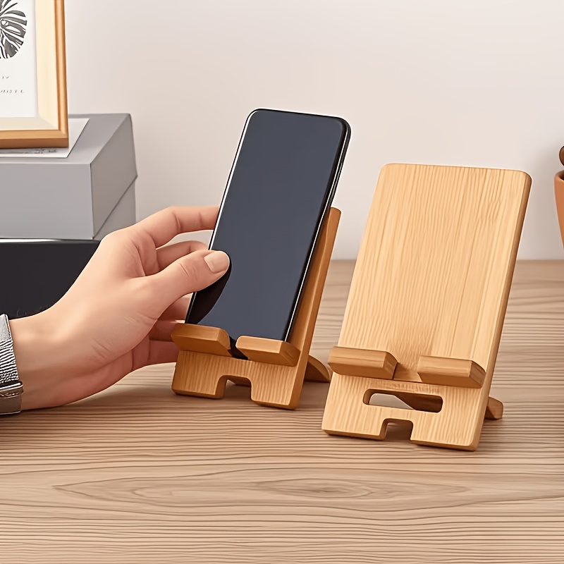 Desk Setup Kit - 2pcs/4pcs/Set Wood Bamboo Phone Stand Holder