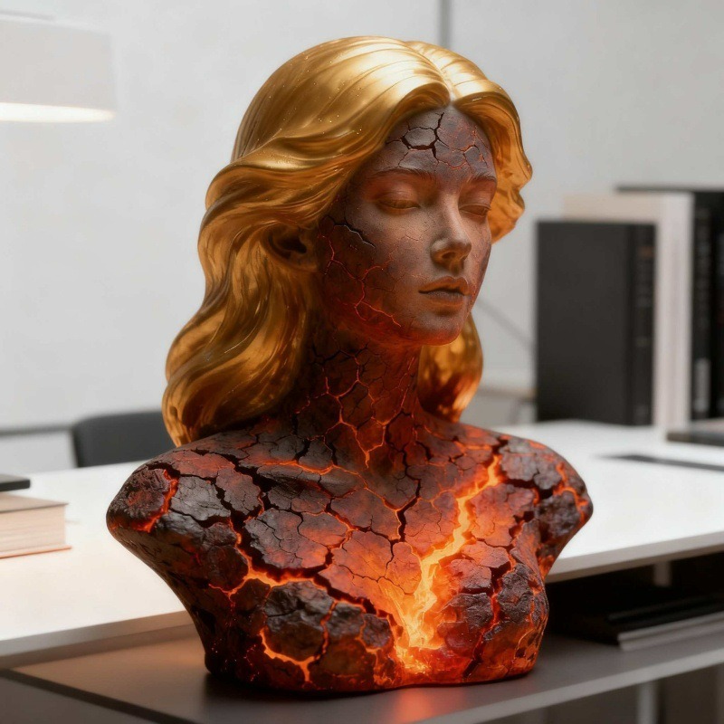 Desk Setup Dark - Blazing Maiden Figurine Broken Soul Red