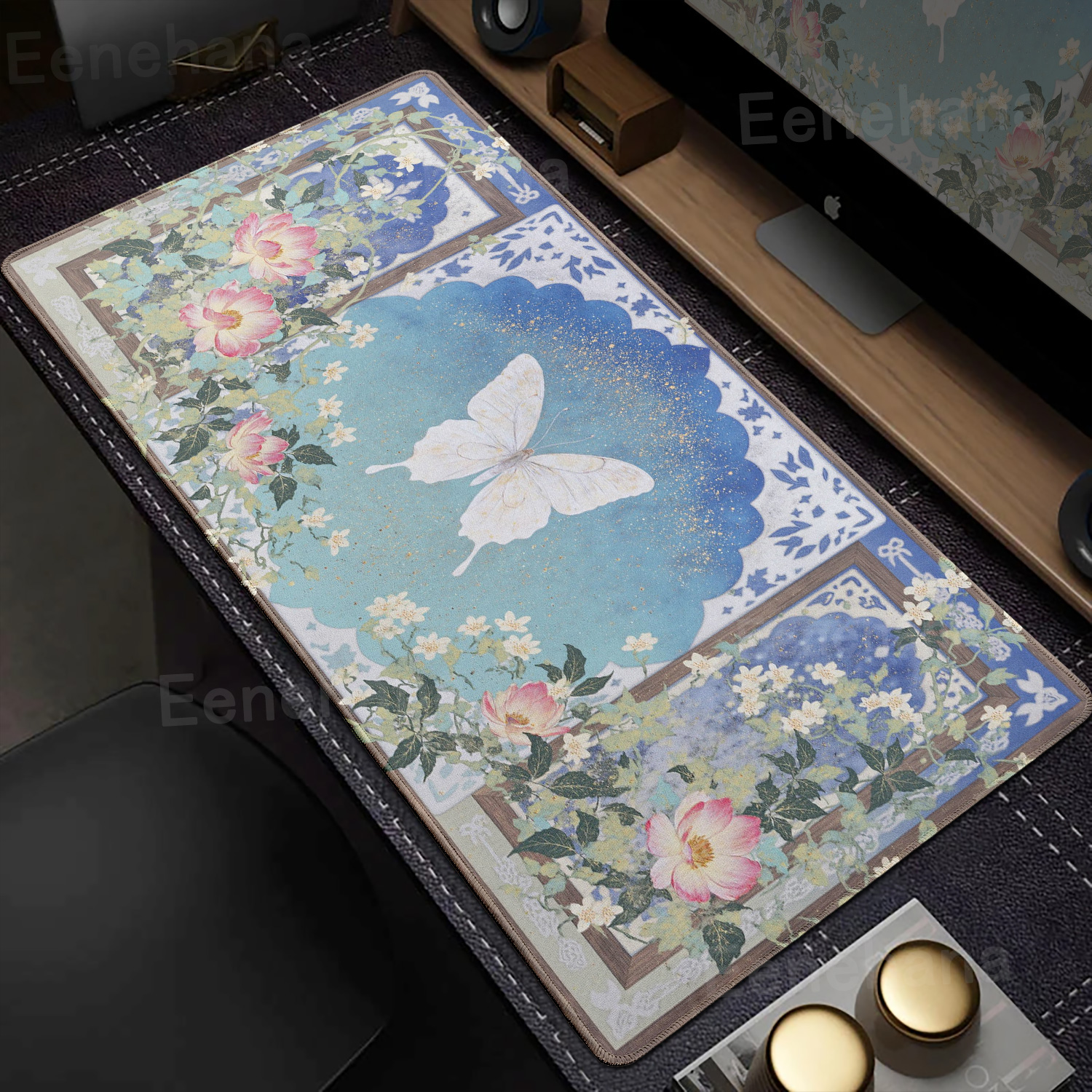 Desk Setup Pc And Laptop - Butterfly Flower Mouse Pad Keyboard Star