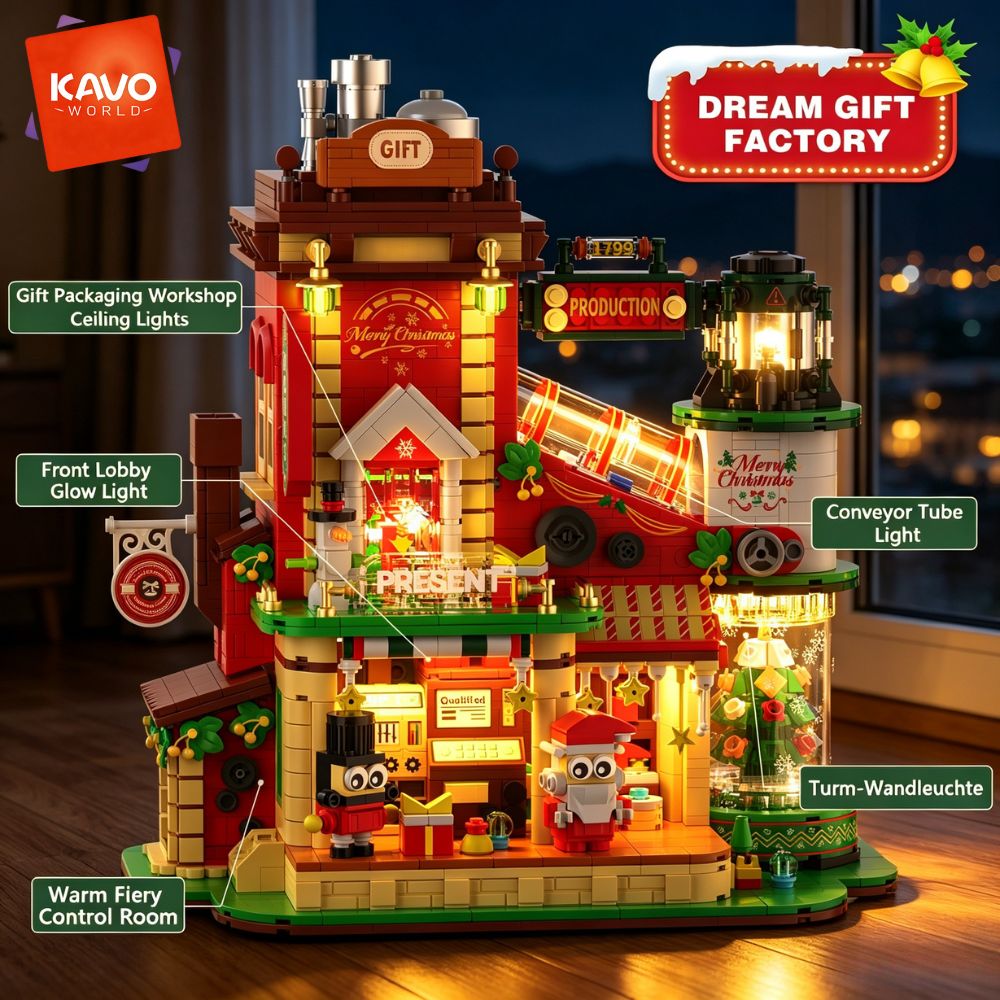 Desk Setup Build - KAVOWORLD 2775PCS Christmas Gift Factory Building