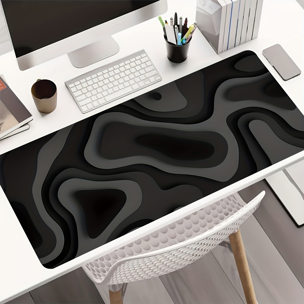 Desk Setup Pc And Laptop - Smooth Rubber Mouse Pad Black Gray
