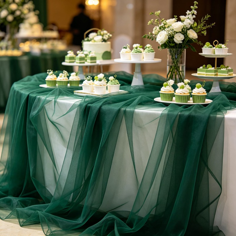 Dark Green Sheer Tulle Fabric  - Desk Setup Dark reseña y precio