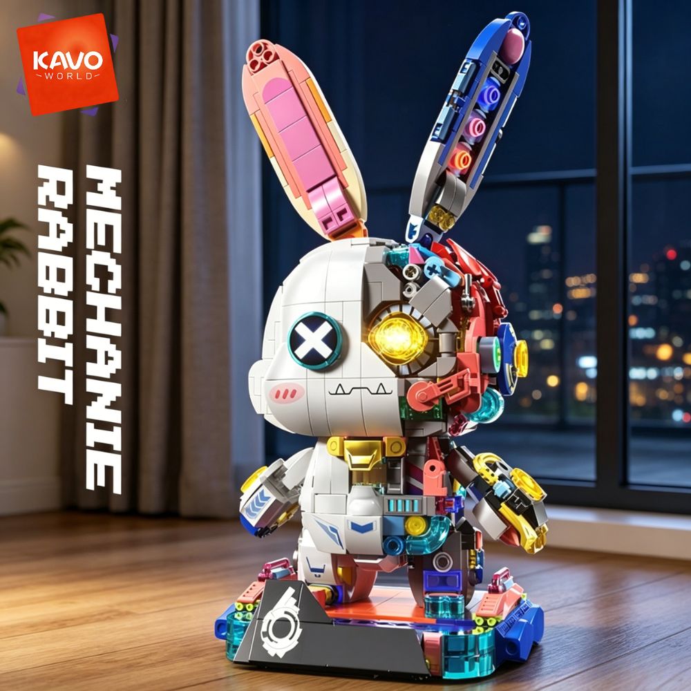 KAVOWORLD 1377PCS Robot Rabbit - Desk Setup Build reseña y precio