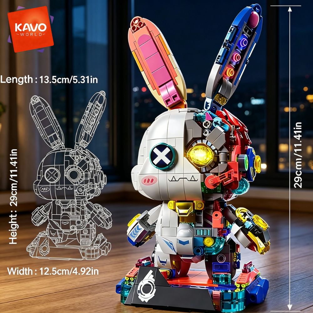 KAVOWORLD 1377PCS Robot Rabbit - Desk Setup Build reseña y precio