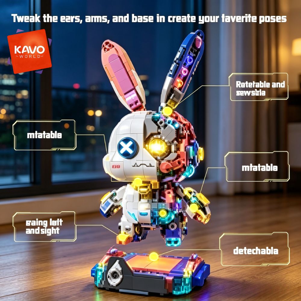 KAVOWORLD 1377PCS Robot Rabbit - Desk Setup Build reseña y precio