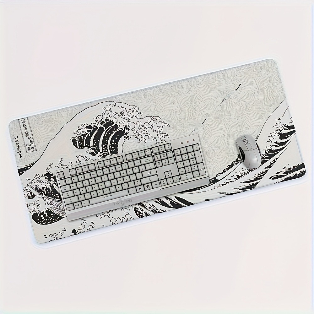 Black White Wave Art XXL Desk  - Desk Setup Pc And Laptop reseña y precio