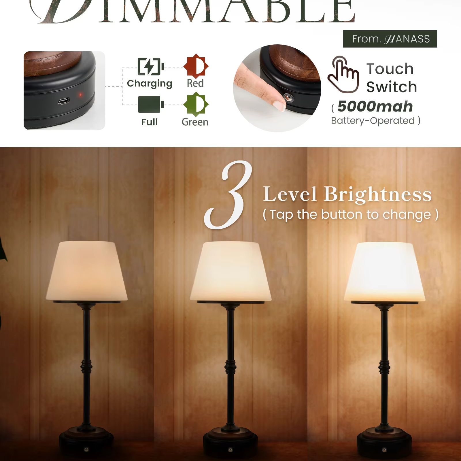Cordless Table Lamps Set of  5 - Desk Setup Lighting reseña y precio