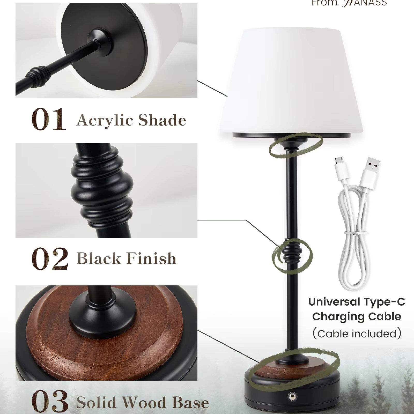 Cordless Table Lamps Set of  5 - Desk Setup Lighting reseña y precio