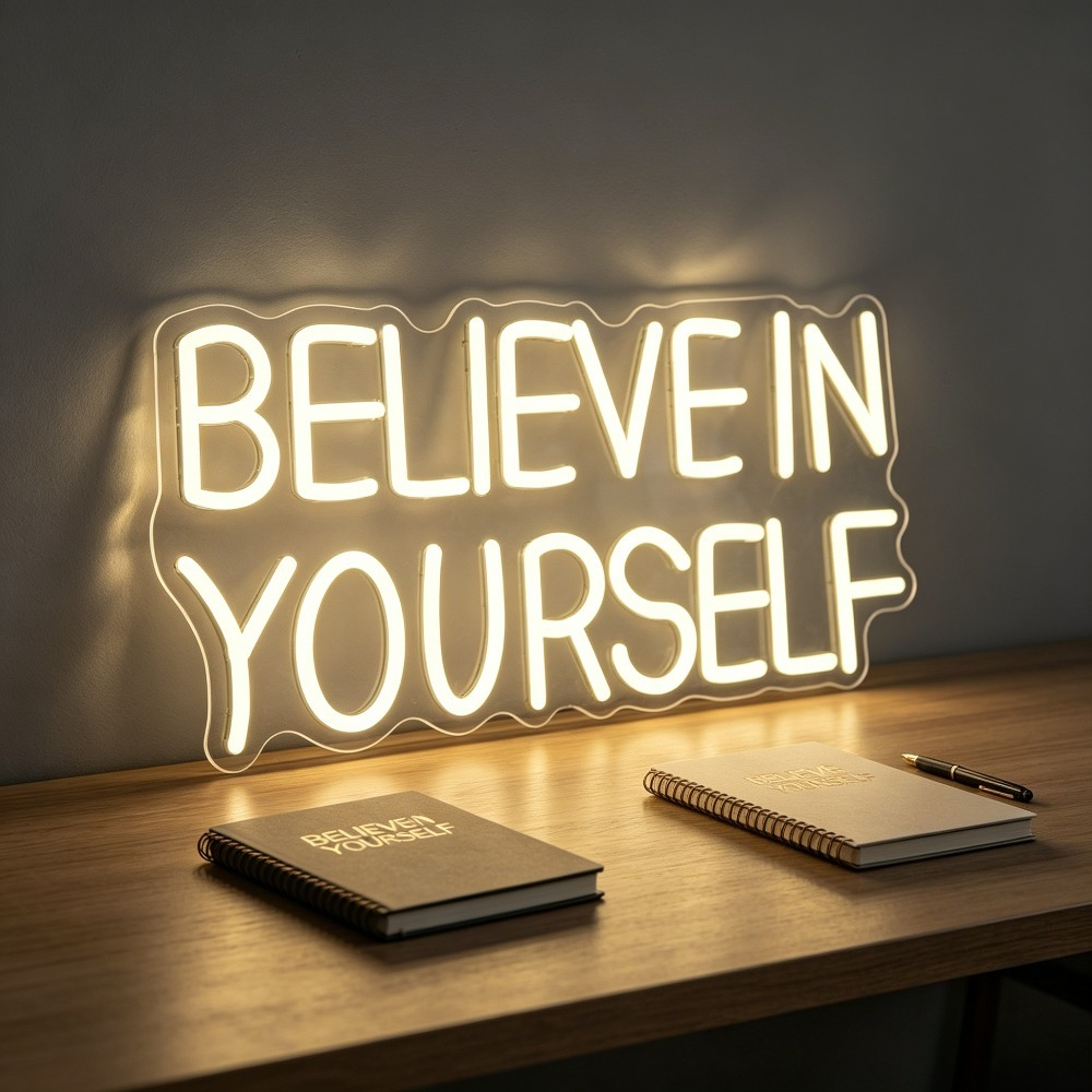 Believe In Yourself Neon Sign  - Desk Setup Inspiration reseña y precio
