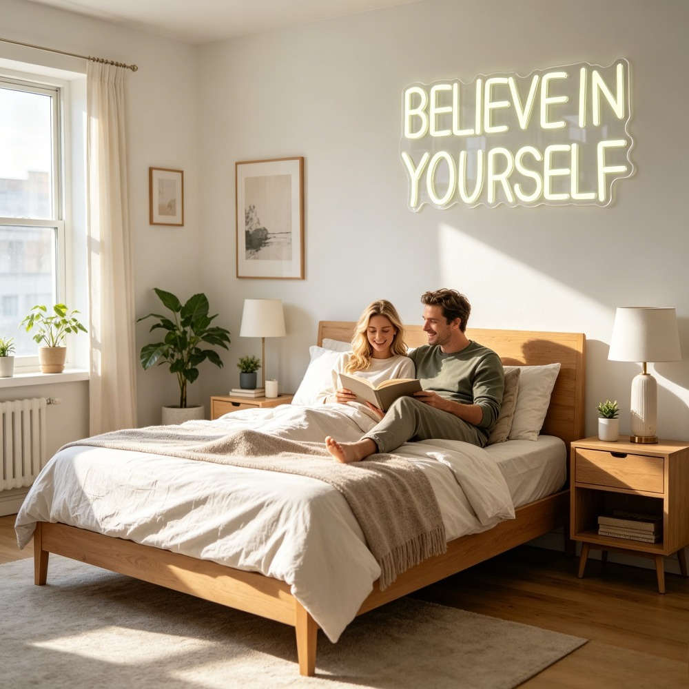 Believe In Yourself Neon Sign  - Desk Setup Inspiration reseña y precio