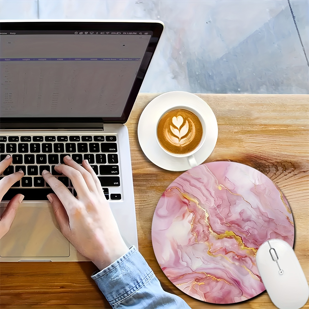 Pink Marble Mouse Pad PC Lapto - Desk Setup Pc And Laptop reseña y precio