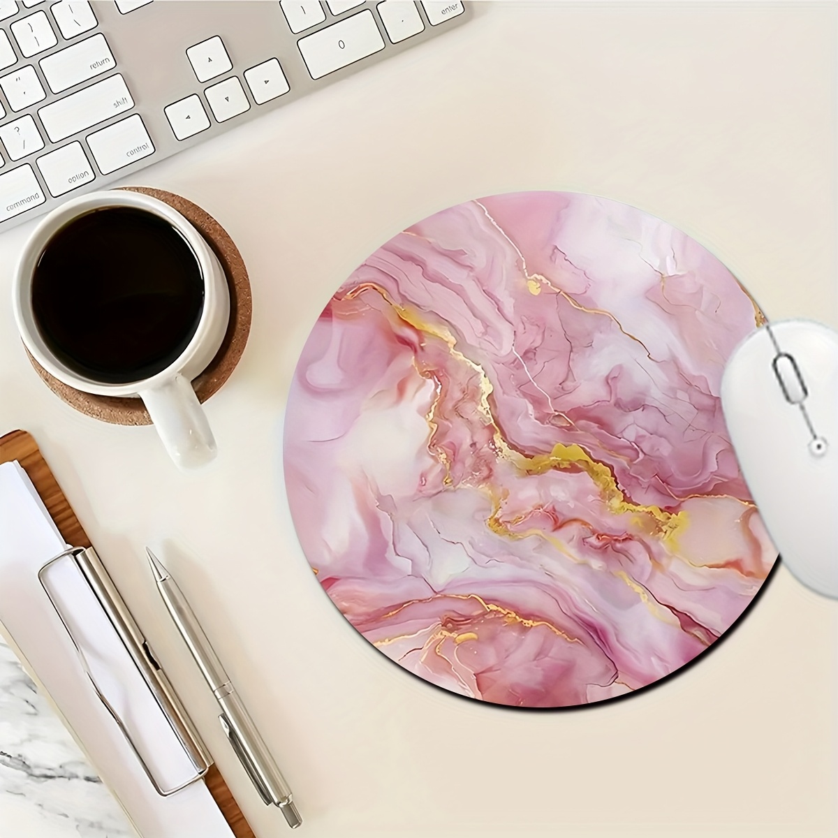Pink Marble Mouse Pad PC Lapto - Desk Setup Pc And Laptop reseña y precio