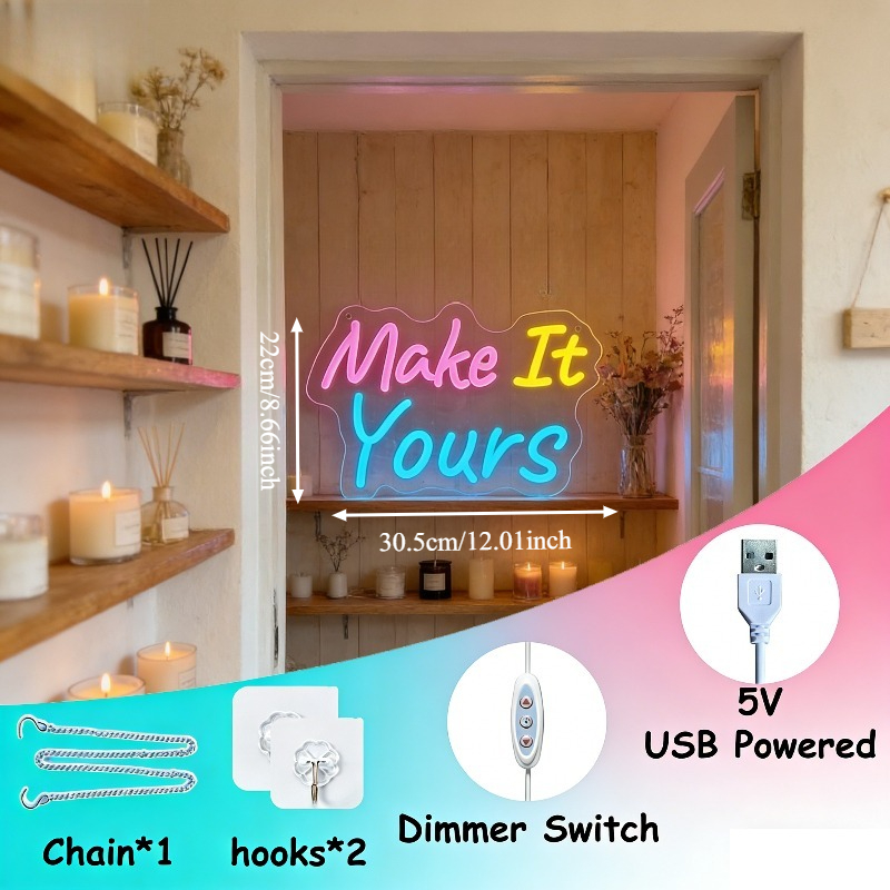 Make It Yours Neon Sign LED US - Desk Setup Inspiration reseña y precio