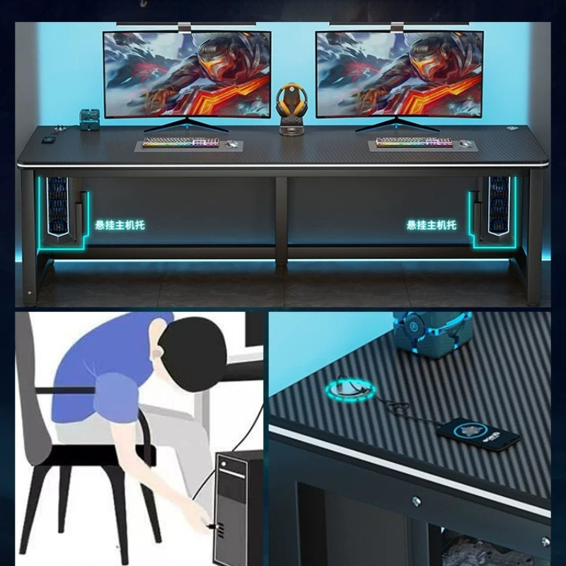 T*-Double-Space Black Gaming D - Desk Setup With 2 Monitors reseña y precio