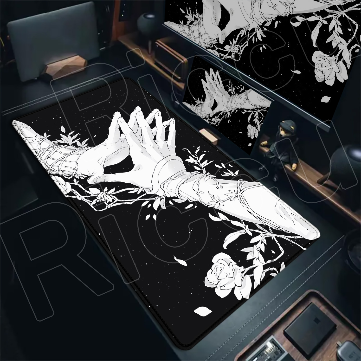 HD Large Black White XXL Gothi - Desk Setup Pc And Laptop reseña y precio