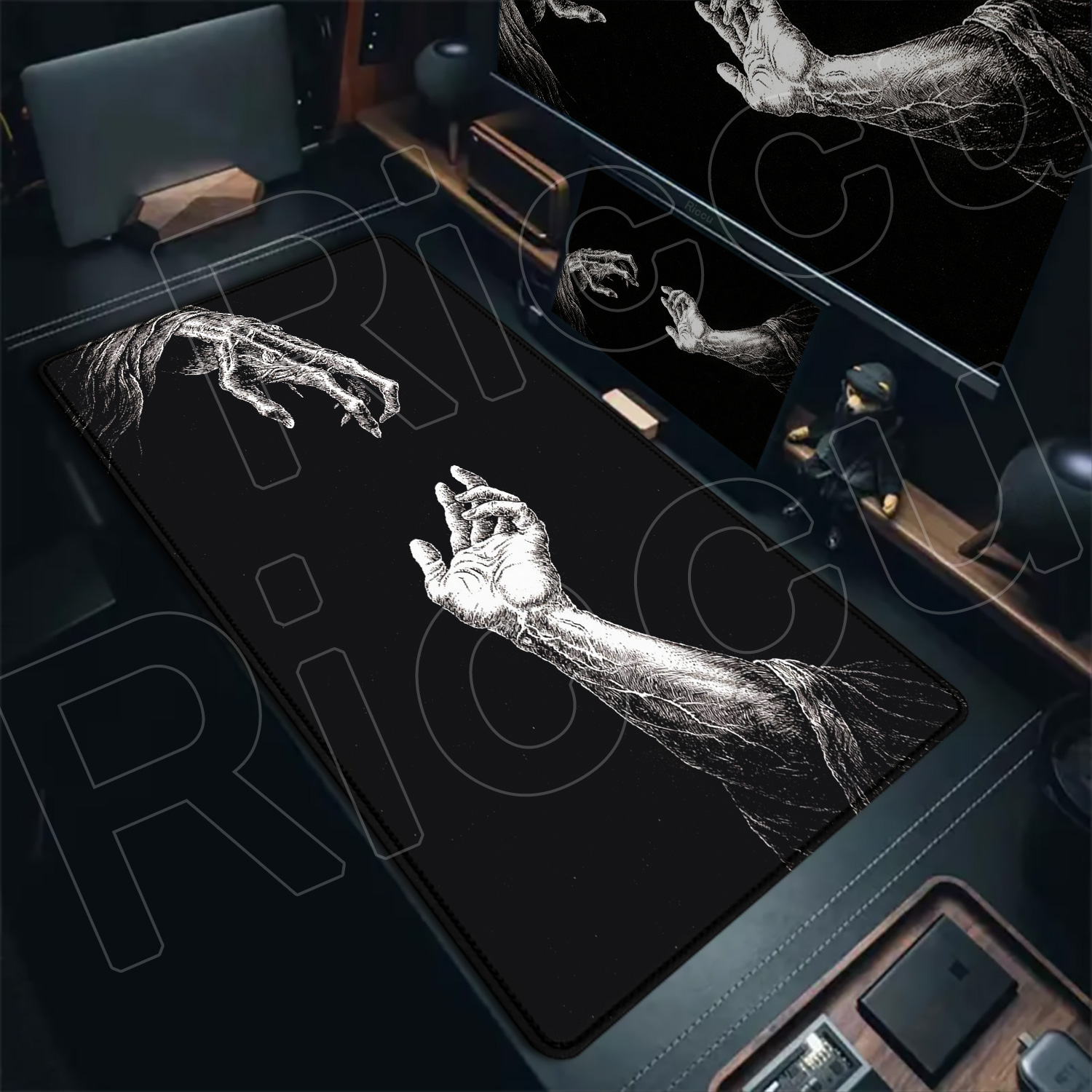 HD Large Black White XXL Gothi - Desk Setup Pc And Laptop reseña y precio