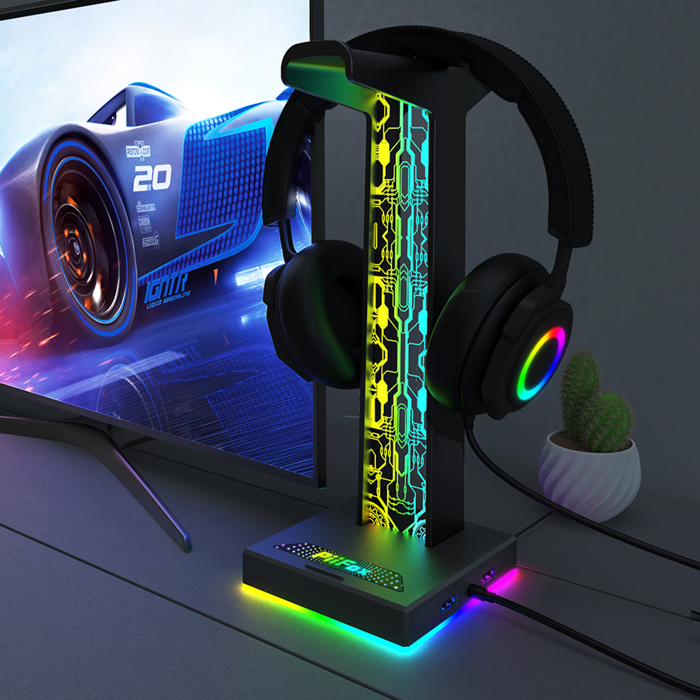 RGB Gaming Headphone Stand Dua - Desk Setup Lighting reseña y precio