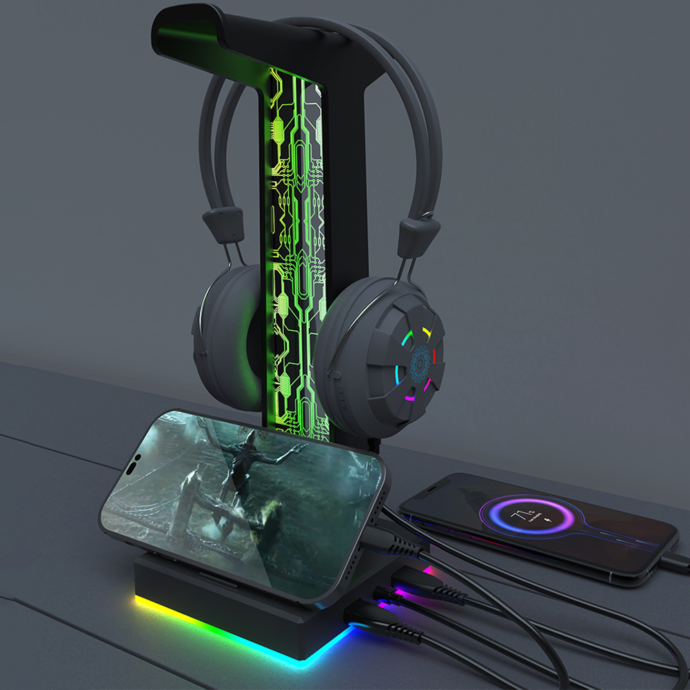 RGB Gaming Headphone Stand Dua - Desk Setup Lighting reseña y precio