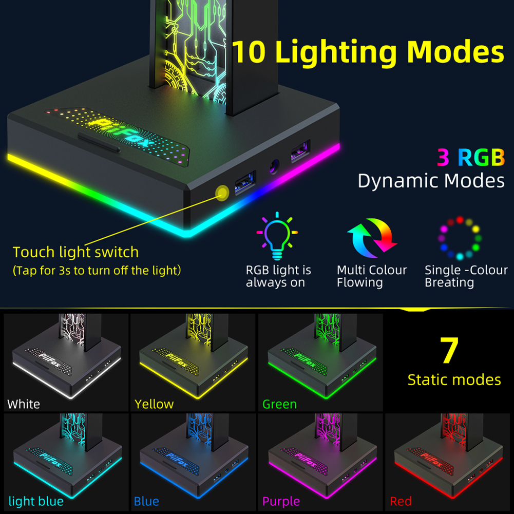 RGB Gaming Headphone Stand Dua - Desk Setup Lighting reseña y precio