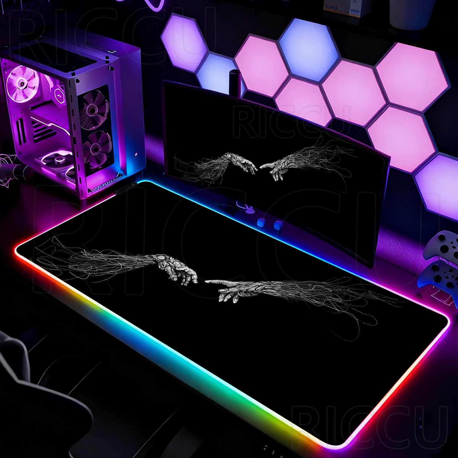 RGB XXL HD Large Black White G - Desk Setup Pc And Laptop reseña y precio