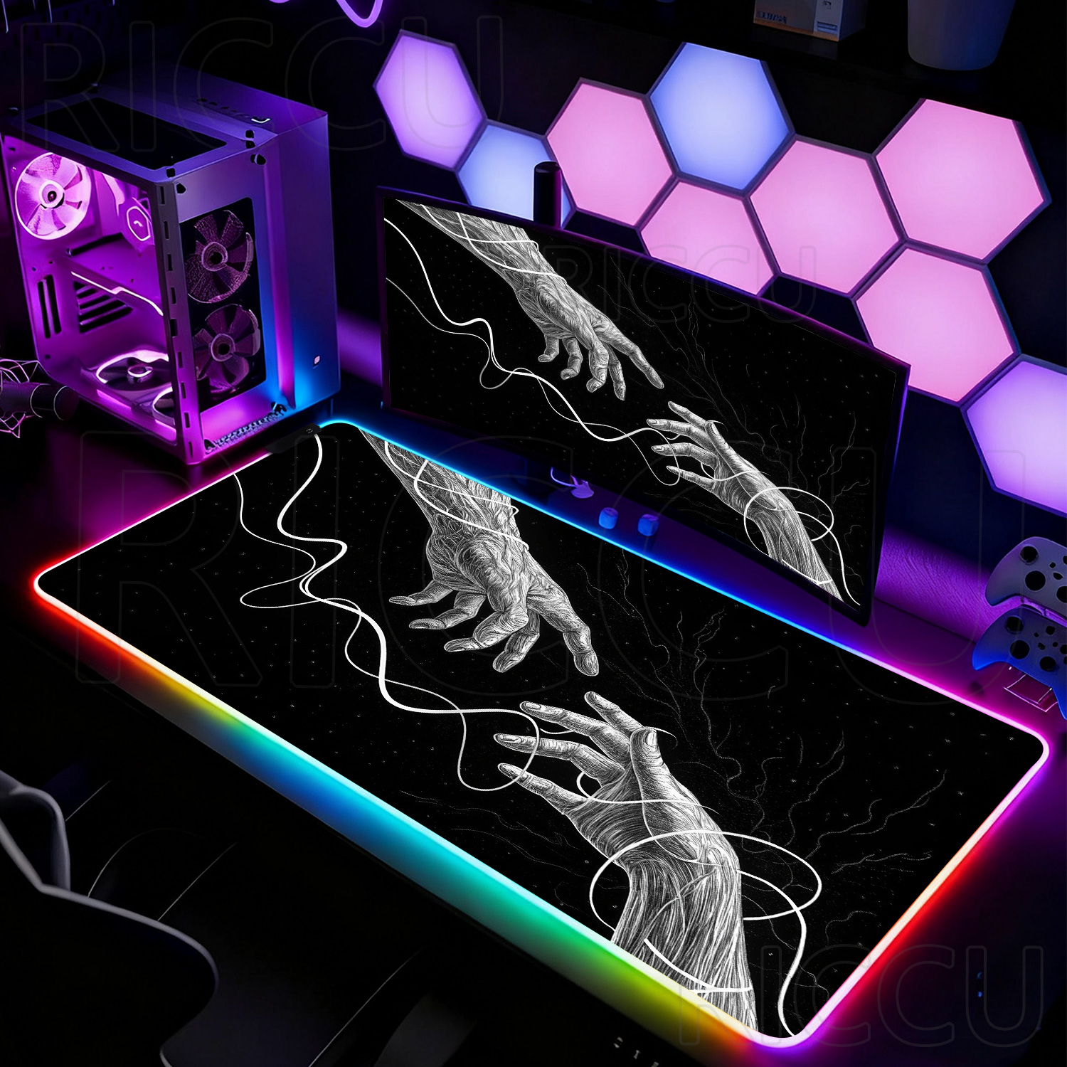 RGB XXL HD Large Black White G - Desk Setup Pc And Laptop reseña y precio
