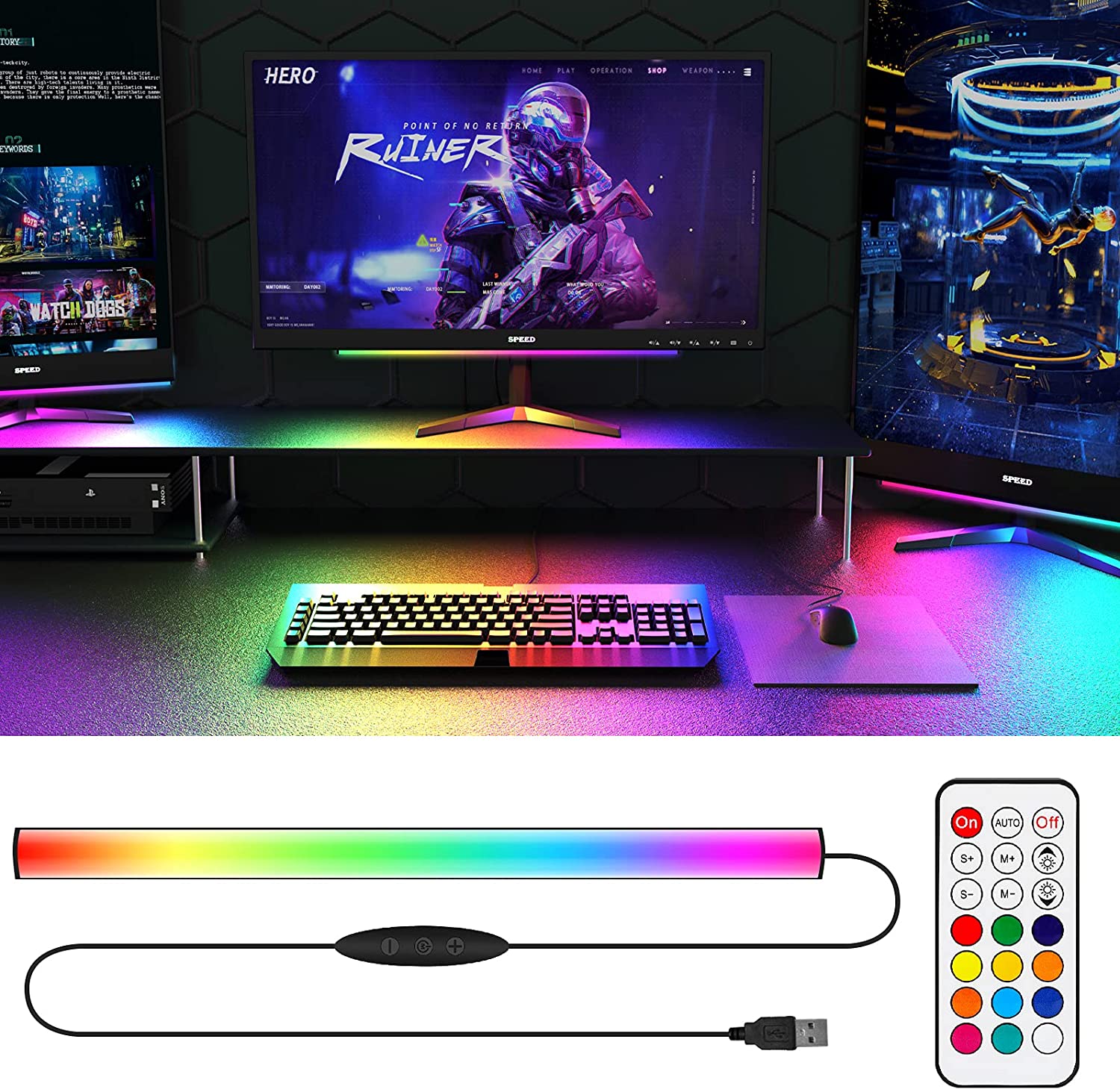 Under Monitor Light Bar RGB Dr - Desk Setup Gaming Pc reseña y precio