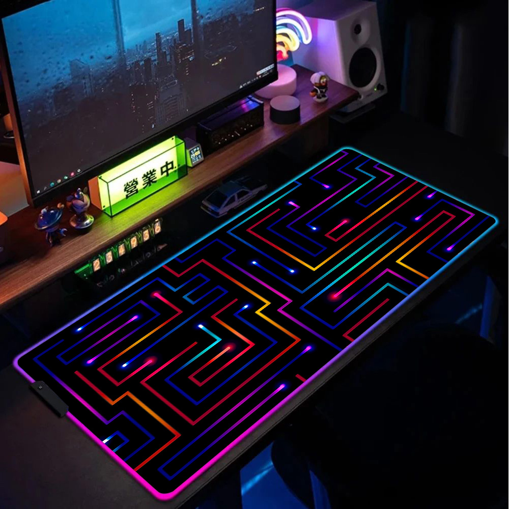Xxl Mouse Pad 900x400 Neon Cir - Desk Setup Gaming Pc reseña y precio